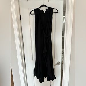 Leith casual black sleeveless wrap dress